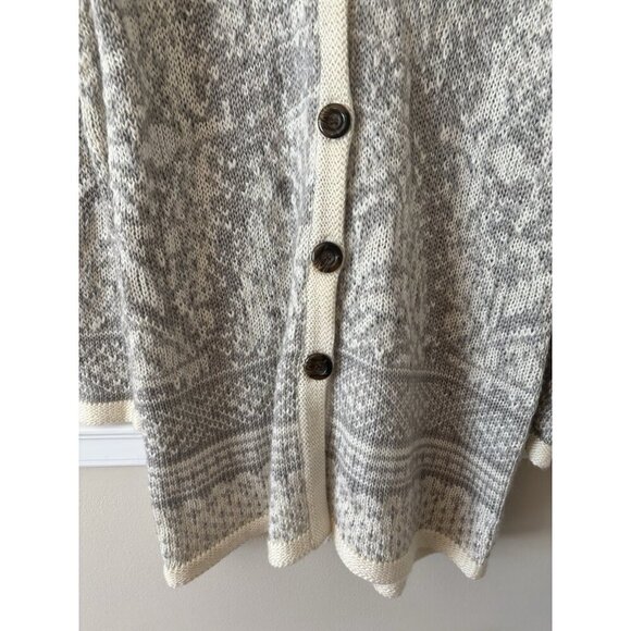 NWT Design History Womens Size XL Gray Cream Long Cardigan Sweater Button Front - Picture 3 of 6